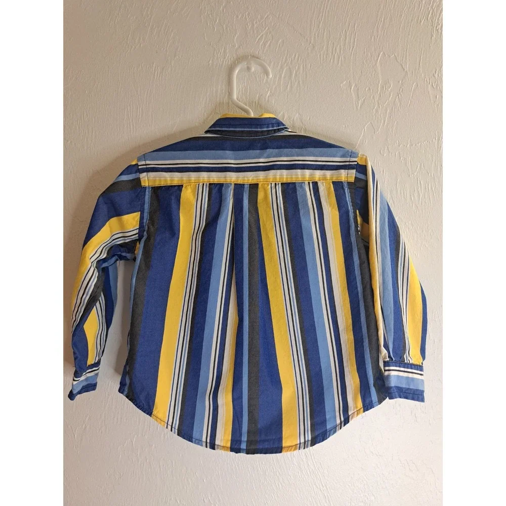 Ralph Lauren 24M Stripe Blue/Yell‎ Cotton LS Button-Up Americana Preppy Classic
